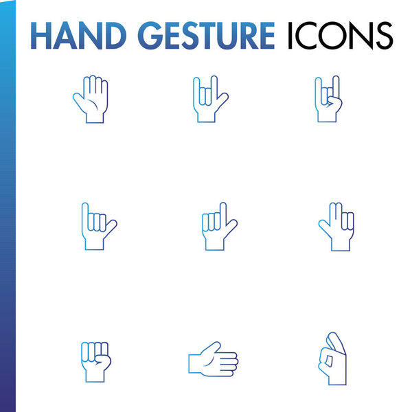 Set of hand gesture icons Flat design illustration