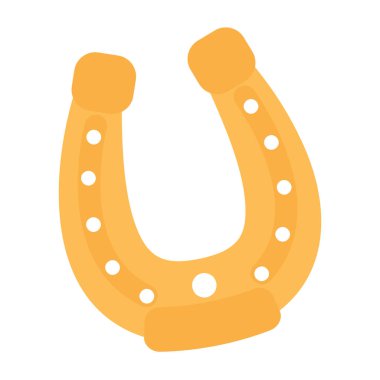 Altın at nalı ikonu, şansı simgeliyor. Vektör illüstrasyonu