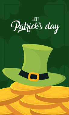 Aziz Patrick hazine yığını çizgi filmi. Vektör İllüstrasyonu