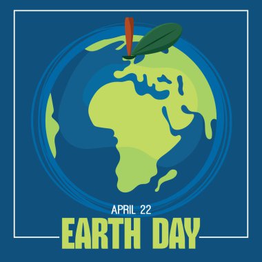 Dünya Günü posteri ve küçük yaprak filizi taşıyıcı illüstrasyonu