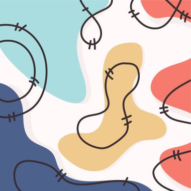 Sıvı kabarcıklar üzerinde eğri dikişli yollar. Vektör İllüstrasyonu