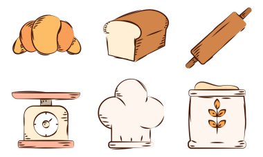 El yapımı fırın malzemeleri. Vektör illüstrasyonu