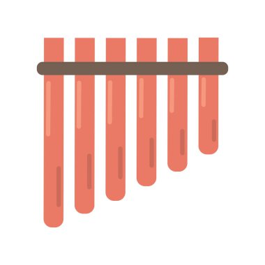 Pan flüt karikatür simgesi düz. Vektör illüstrasyonu