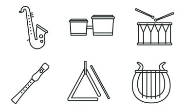 Çeşitli müzik enstrümanları. Vektör illüstrasyonu