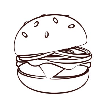 Ana hatlı burger. Vektör illüstrasyonu