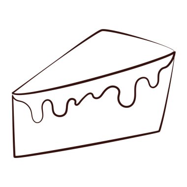 Ana hatlarıyla pasta dilimi. Vektör illüstrasyonu