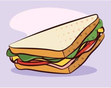 Sandviç üçgeni dilimi. Vektör illüstrasyonu