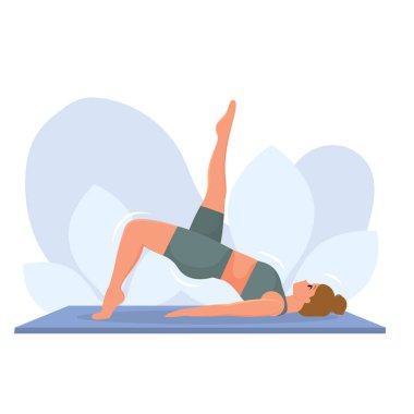 Yoga köprüsü pozu değişimi, bir bacağı dimdik. Vektör illüstrasyonu