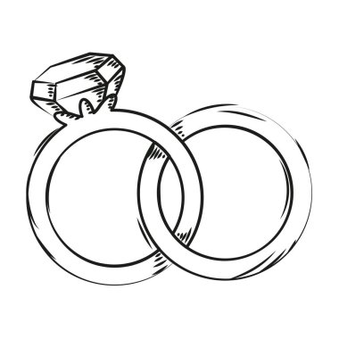 Nişan ve alyanslar. Vektör illüstrasyonu