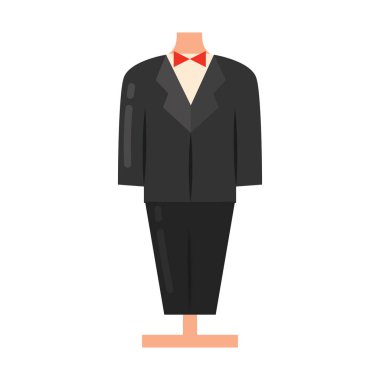 Manken üzerinde damatlık smokini. Vektör illüstrasyonu