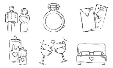 Düğün koleksiyonuna bayılırım. Vektör illüstrasyonu