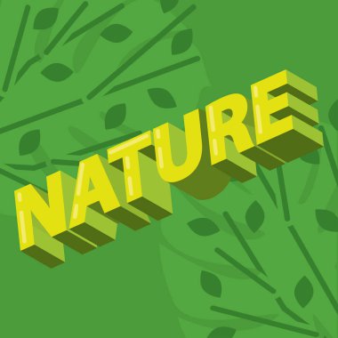 Yeşil yapraklı doğa metni. Vektör illüstrasyonu