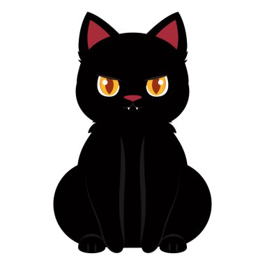 Vahşi bakışlı kara kedi. Vektör illüstrasyonu