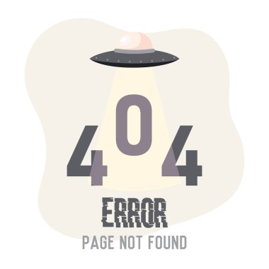 Uçan daire ışık demeti ile 404 'ü gösteriyor. Vektör illüstrasyonu