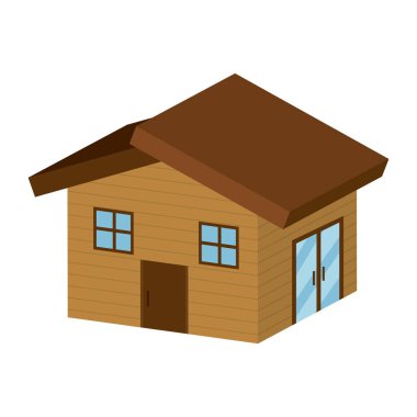 Renkli çatılı basit bir ev. Vektör illüstrasyonu