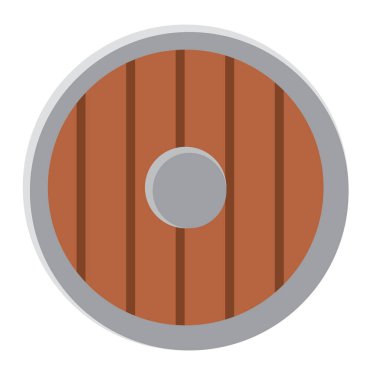 Antik ahşap kalkan sembolü. Vektör illüstrasyonu