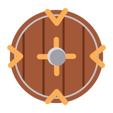 Antik ahşap kalkan sembolü. Vektör illüstrasyonu