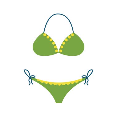 Sarı çizgili yeşil bikini. Vektör illüstrasyonu