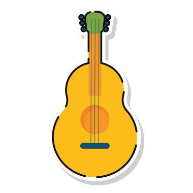 Sarı akustik folk gitar. Vektör illüstrasyonu