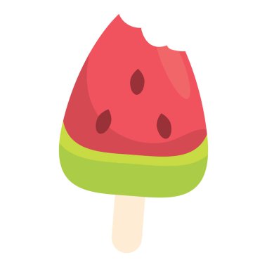 Isırılmış karpuz dondurması. Vektör illüstrasyonu