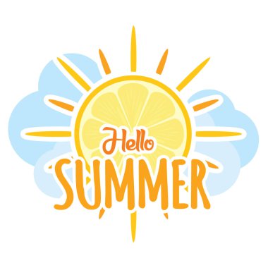 Merhaba yaz limon güneşi. Vektör illüstrasyonu