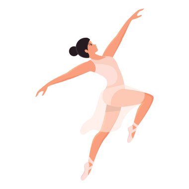 Dans eden zarif balerin. Vektör illüstrasyonu