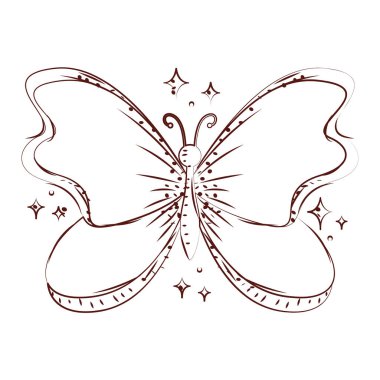 Kelebek çizgisi sanat tarzı. Vektör illüstrasyonu