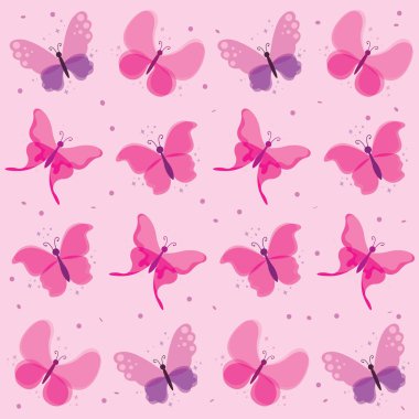 Kelebekler pembe tekrarlar. Vektör illüstrasyonu