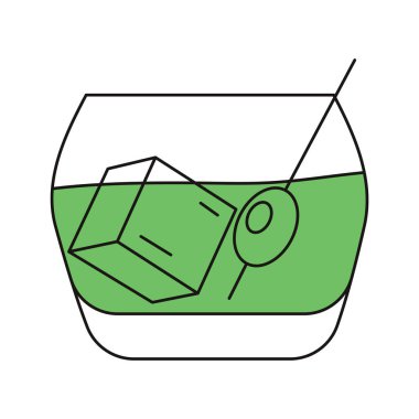 Saman ile renkli kokteyl. Vektör illüstrasyonu