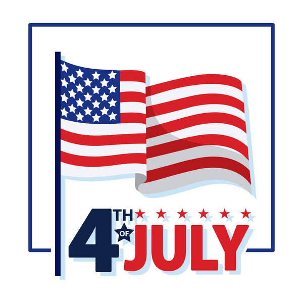 USA flag waving. Vector illustration