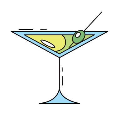 Saman ile renkli kokteyl. Vektör illüstrasyonu