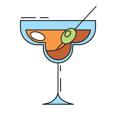 Saman ile renkli kokteyl. Vektör illüstrasyonu