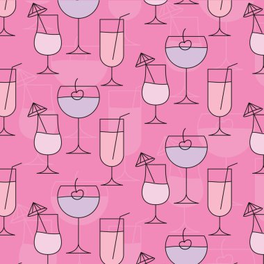Kokteyl bardakları deseni. Vektör illüstrasyonu