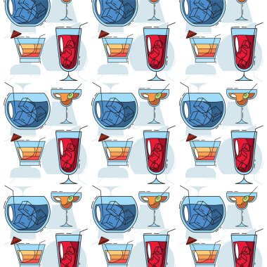 Kokteyl bardakları deseni. Vektör illüstrasyonu