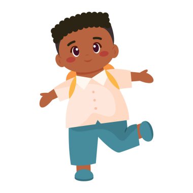 Mutlu okul çocuğu karakteri. Vektör illüstrasyonu