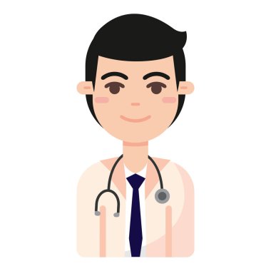 Erkek Doktor Çizgi Filmi. Vektör illüstrasyonu