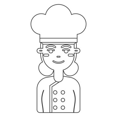 Gülümseyen kadın şef. Vektör illüstrasyonu