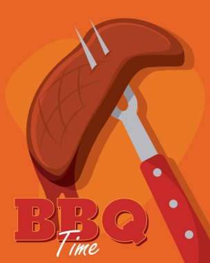 Izgara biftek kaldırma. Vektör illüstrasyonu