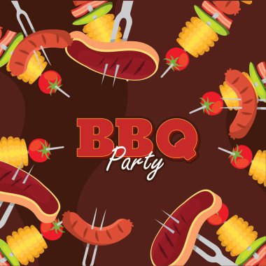 Şişler ile barbekü deseni. Vektör illüstrasyonu
