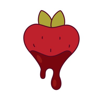 Çikolatalı çilekli kalp. Vektör illüstrasyonu