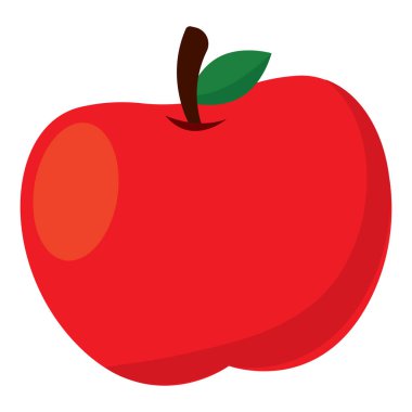Kırmızı elma yeşil yaprak. Vektör çizim