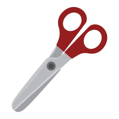 Kırmızı saplı makas. Vektör illüstrasyonu