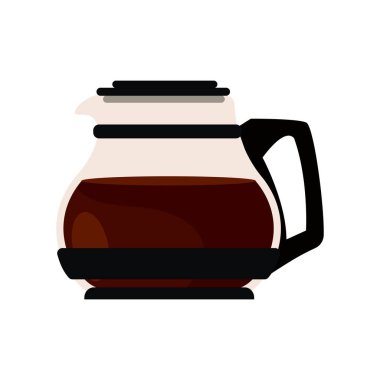 Saplı kahve demliği. Vektör illüstrasyonu