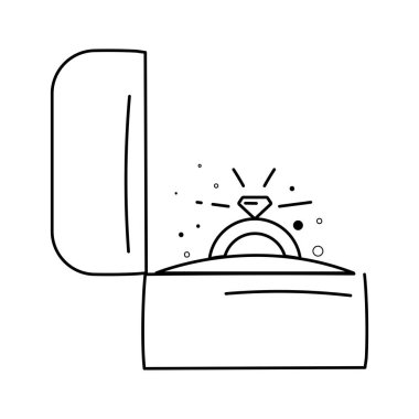 Nişan yüzüğü kutusu. Vektör illüstrasyonu