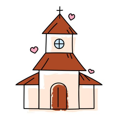 Kilise düğün sahnesi. Vektör illüstrasyonu