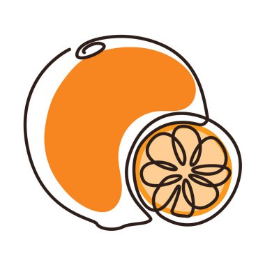 Turuncu meyve yassı ikonu. Vektör illüstrasyonu