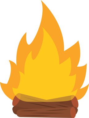 Tahta çubuklarla kamp ateşi. Vektör illüstrasyonu