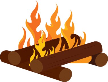 Tahta çubuklarla kamp ateşi. Vektör illüstrasyonu