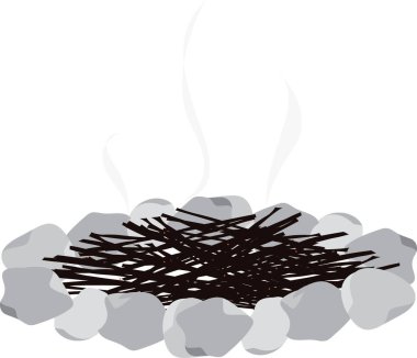 Gri taşlı kamp ateşi. Vektör illüstrasyonu