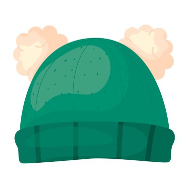 Yeşil yün kış şapkası. Vektör illüstrasyonu.